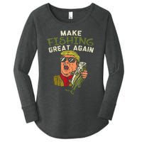 Make Fishing Great Again Trump Funny Fisherman Angler Gift Women's Perfect Tri Tunic Long Sleeve Shirt