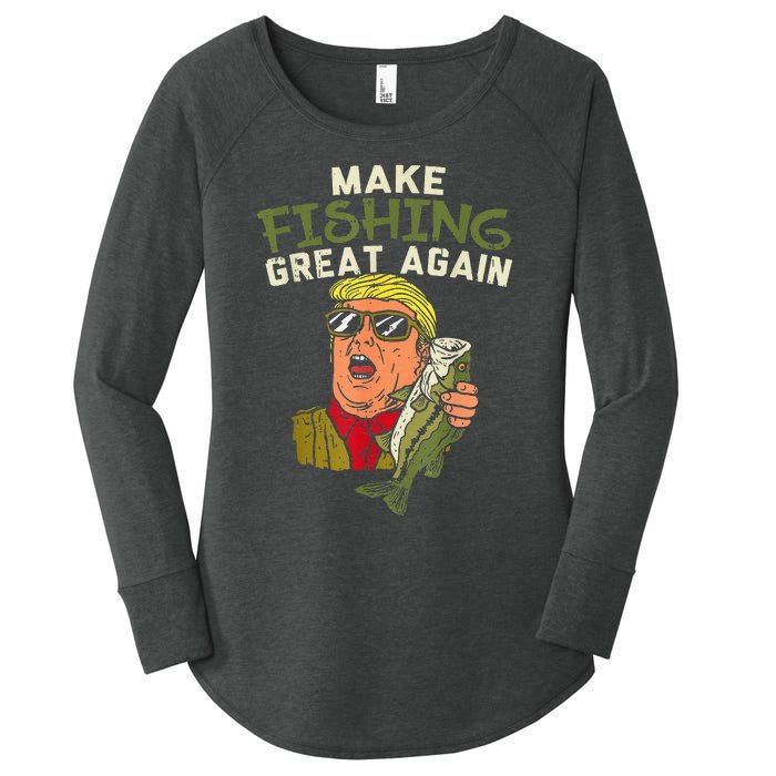 Make Fishing Great Again Trump Funny Fisherman Angler Gift Women's Perfect Tri Tunic Long Sleeve Shirt