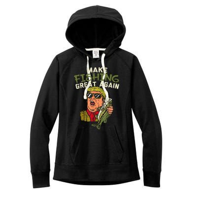 Make Fishing Great Again Trump Funny Fisherman Angler Gift Women's Fleece Hoodie