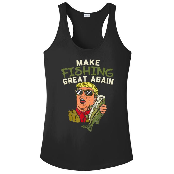 Make Fishing Great Again Trump Funny Fisherman Angler Gift Ladies PosiCharge Competitor Racerback Tank