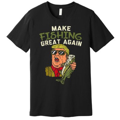 Make Fishing Great Again Trump Funny Fisherman Angler Gift Premium T-Shirt