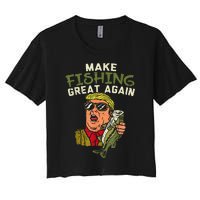 Make Fishing Great Again Trump Funny Fisherman Angler Gift Women's Crop Top Tee