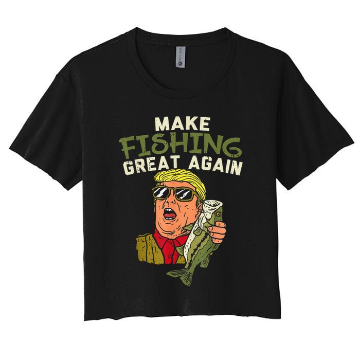 Make Fishing Great Again Trump Funny Fisherman Angler Gift Women's Crop Top Tee