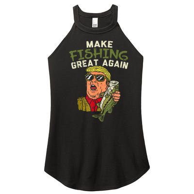 Make Fishing Great Again Trump Funny Fisherman Angler Gift Women's Perfect Tri Rocker Tank