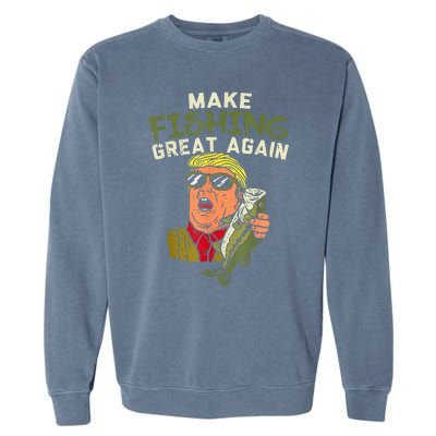 Make Fishing Great Again Trump Funny Fisherman Angler Gift Garment-Dyed Sweatshirt