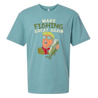 Make Fishing Great Again Trump Funny Fisherman Angler Gift Sueded Cloud Jersey T-Shirt