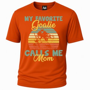 My Favorite Goalie Calls Me Mom Winter Sports Ice Hockey Mom Cool Gift Cooling Performance Crew T-Shirt