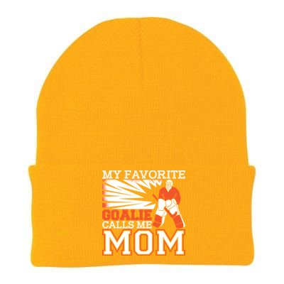 My Favorite Goalie Calls Me Mom Ice Hockey Player Mom Gift Knit Cap Winter Beanie