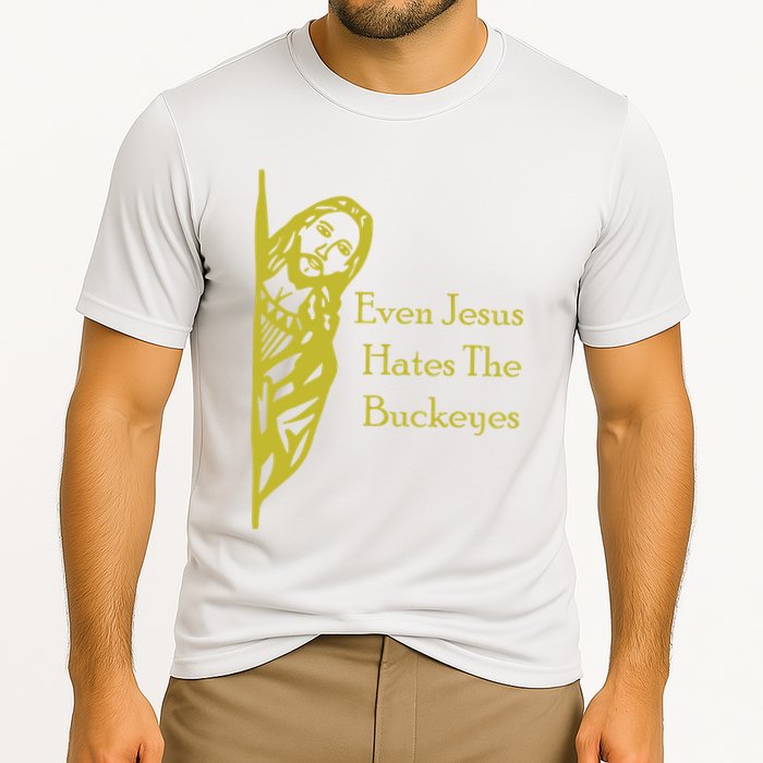Michigan Fan Gear Even Jesus Hates Thebuckeyes Cooling Performance Crew T-Shirt