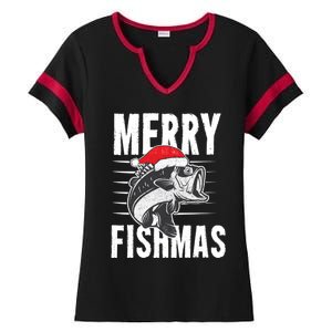 Merry Fishmas Gift Funny Fishing Christmas Cute Gift Ladies Halftime Notch Neck Tee