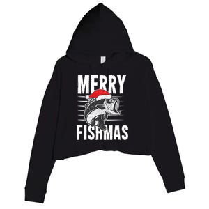 Merry Fishmas Gift Funny Fishing Christmas Cute Gift Crop Fleece Hoodie