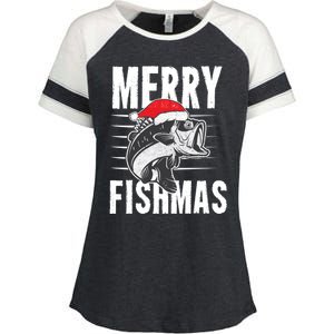 Merry Fishmas Gift Funny Fishing Christmas Cute Gift Enza Ladies Jersey Colorblock Tee