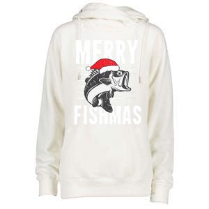 Merry Fishmas Gift Funny Fishing Christmas Cute Gift Womens Funnel Neck Pullover Hood