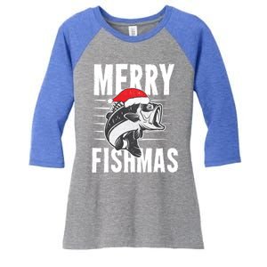 Merry Fishmas Gift Funny Fishing Christmas Cute Gift Women's Tri-Blend 3/4-Sleeve Raglan Shirt