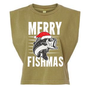 Merry Fishmas Gift Funny Fishing Christmas Cute Gift Garment-Dyed Women's Muscle Tee