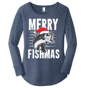 Merry Fishmas Gift Funny Fishing Christmas Cute Gift Women's Perfect Tri Tunic Long Sleeve Shirt