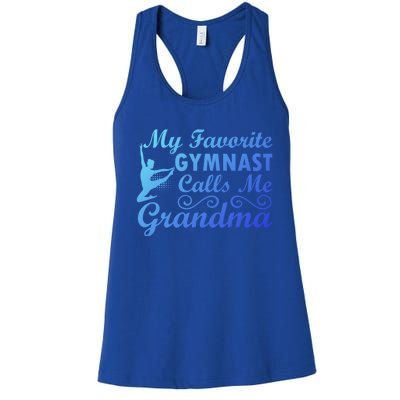 My Favorite Gymnast Calls Me Grandma Gymnastic Dog Lover Gift Women's Racerback Tank