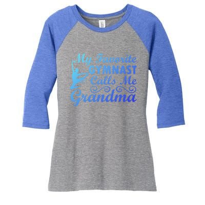 My Favorite Gymnast Calls Me Grandma Gymnastic Dog Lover Gift Women's Tri-Blend 3/4-Sleeve Raglan Shirt