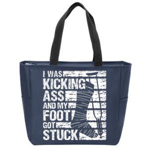 My Foot Got Stuck Broken Leg Cast Bone Injury Recovery Zip Tote Bag