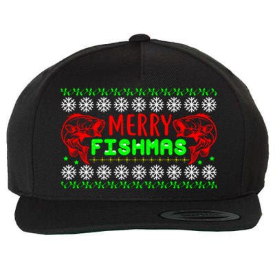 Merry Fishmas Gift Wool Snapback Cap