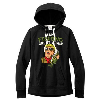 Make Fishing Great Again Trump Funny Fisherman Angler Gift Women's Fleece Hoodie