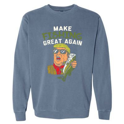 Make Fishing Great Again Trump Funny Fisherman Angler Gift Garment-Dyed Sweatshirt