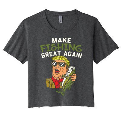 Make Fishing Great Again Trump Funny Fisherman Angler Gift Women's Crop Top Tee