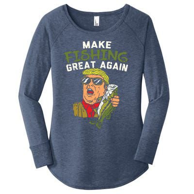 Make Fishing Great Again Trump Funny Fisherman Angler Gift Women's Perfect Tri Tunic Long Sleeve Shirt