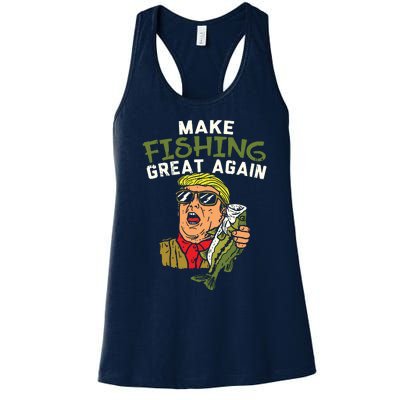 Make Fishing Great Again Trump Funny Fisherman Angler Gift Women's Racerback Tank