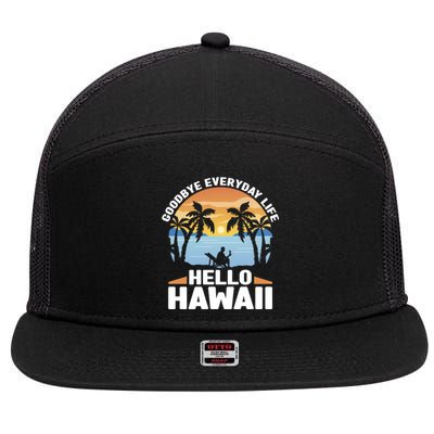 Matching Family Group Hawaiian Vacation Life Hello Hawaii Great Gift 7 Panel Mesh Trucker Snapback Hat