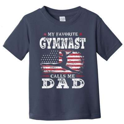 My Favorite Gymnast Calls Me Dad USA Flag Fathers Day Toddler T-Shirt