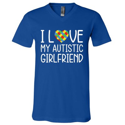 My Friend Has Autism Gift I Love My Autistic Friend Cool Gift V-Neck T-Shirt