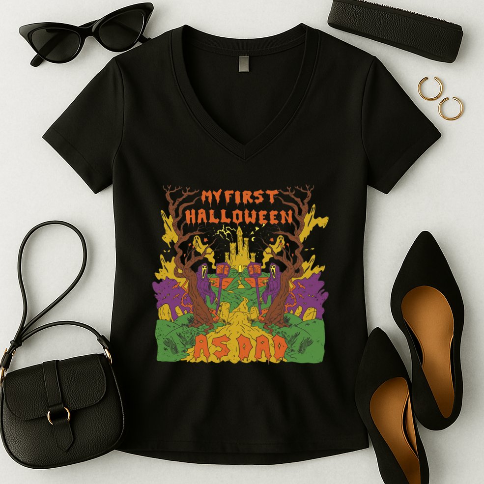 My First Halloween As Dad Women's V-Neck T-Shirt