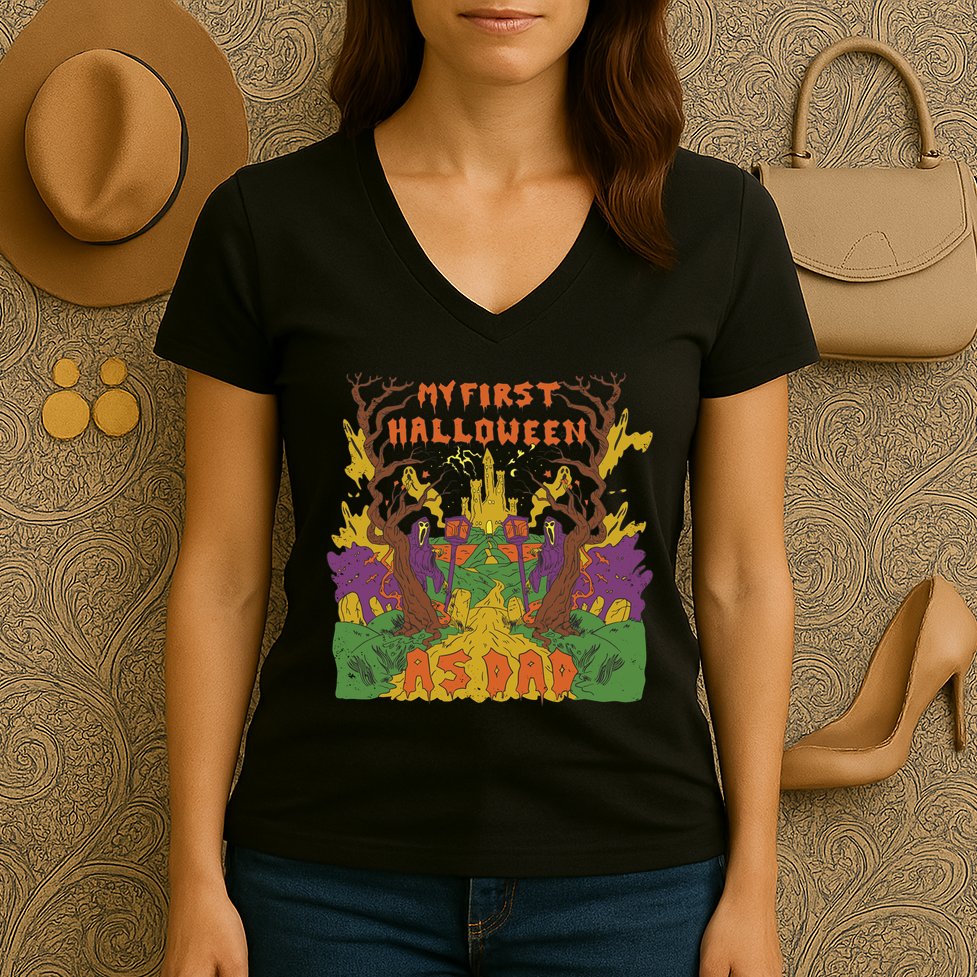 My First Halloween As Dad Women's V-Neck T-Shirt