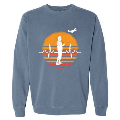 Model Flight Heartbeat Ekg Rc Airplane Aviator Funny Gift Garment-Dyed Sweatshirt