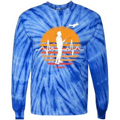 Model Flight Heartbeat Ekg Rc Airplane Aviator Funny Gift Tie-Dye Long Sleeve Shirt