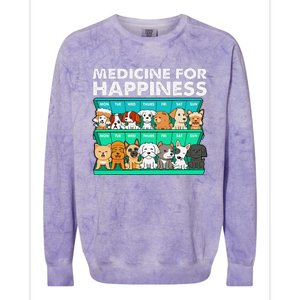 Medicine For Happiness Puppy Lover Dog Owner Cute Dogs Colorblast Crewneck Sweatshirt