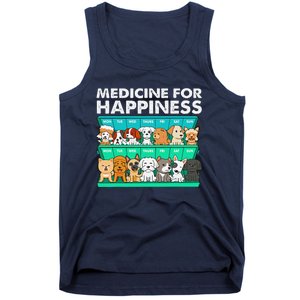 Medicine For Happiness Puppy Lover Dog Owner Cute Dogs Tank Top