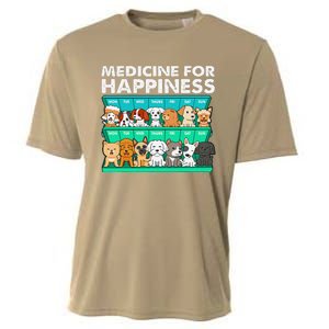 Medicine For Happiness Puppy Lover Dog Owner Cute Dogs Cooling Performance Crew T-Shirt