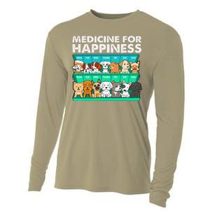 Medicine For Happiness Puppy Lover Dog Owner Cute Dogs Cooling Performance Long Sleeve Crew