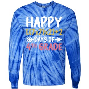 Math Formula Happy 100 Days Of 4th Grade Math Teacher Gift Tie-Dye Long Sleeve Shirt