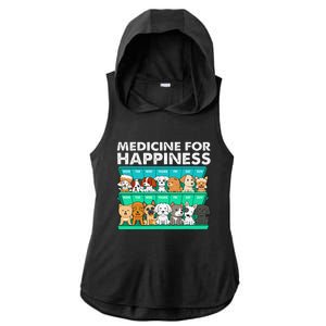 Medicine For Happiness Puppy Lover Dog Owner Cute Dogs Ladies PosiCharge Tri-Blend Wicking Draft Hoodie Tank