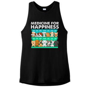 Medicine For Happiness Puppy Lover Dog Owner Cute Dogs Ladies PosiCharge Tri-Blend Wicking Tank