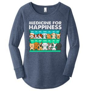 Medicine For Happiness Puppy Lover Dog Owner Cute Dogs Women's Perfect Tri Tunic Long Sleeve Shirt