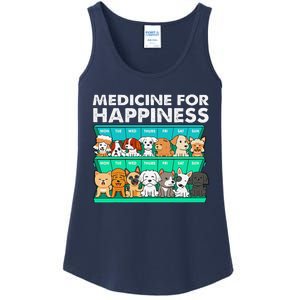 Medicine For Happiness Puppy Lover Dog Owner Cute Dogs Ladies Essential Tank