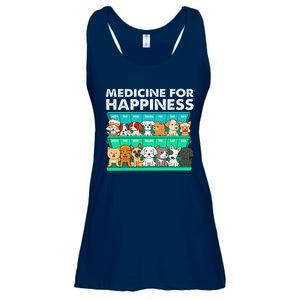 Medicine For Happiness Puppy Lover Dog Owner Cute Dogs Ladies Essential Flowy Tank