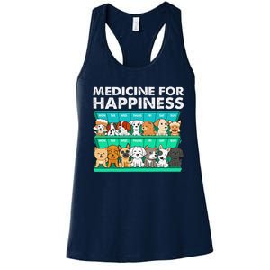 Medicine For Happiness Puppy Lover Dog Owner Cute Dogs Women's Racerback Tank