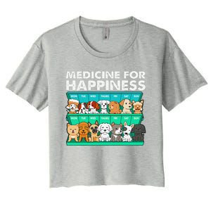 Medicine For Happiness Puppy Lover Dog Owner Cute Dogs Women's Crop Top Tee