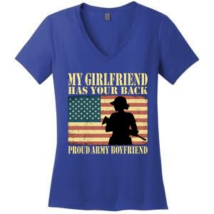 My Friend Has Your Back Proud Army Friend Lover Funny Gift Funny Gift Women's V-Neck T-Shirt