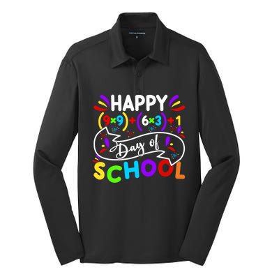 Math Formula Happy 100 Days Of School Math Teacher 100th Day Gift Silk Touch Performance Long Sleeve Polo